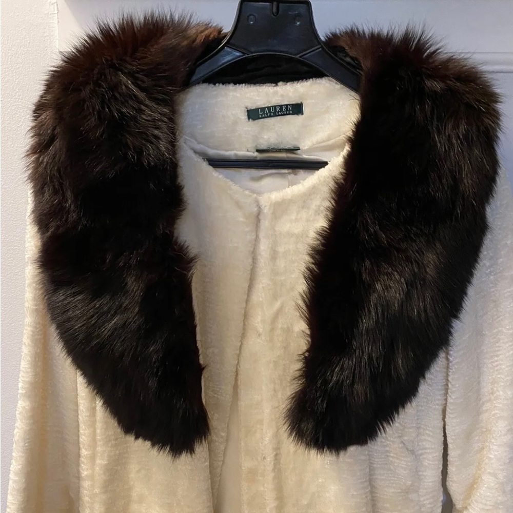 Real/genuine 100% Leather Fox Fur Lapel Collar Black/shade Burgundy